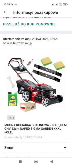 Nowa  kosiarka spalinowa z napędem  duża