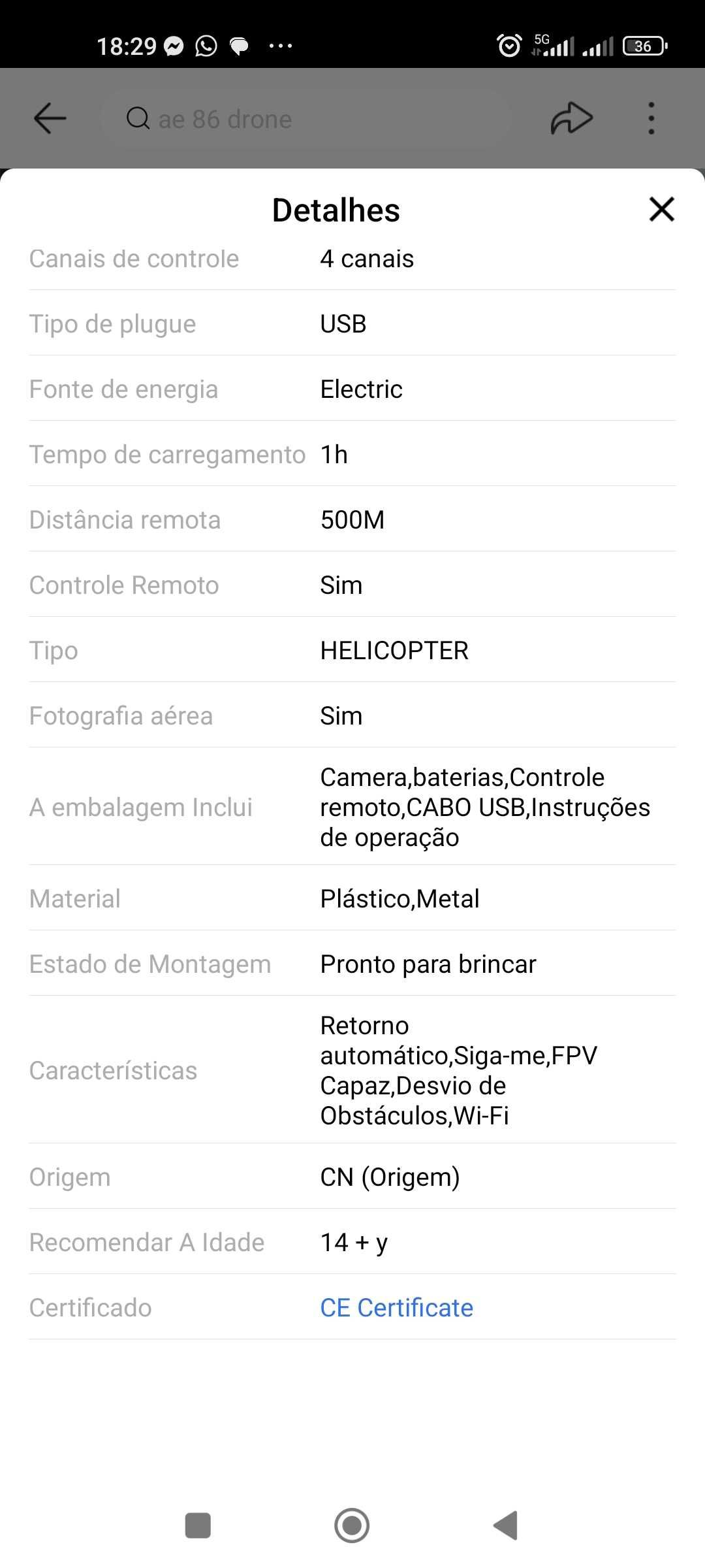 DRONE com câmara/TOP