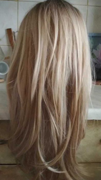 Шиньон,перука термо волос 45см. песочный блонд стрижка каскад