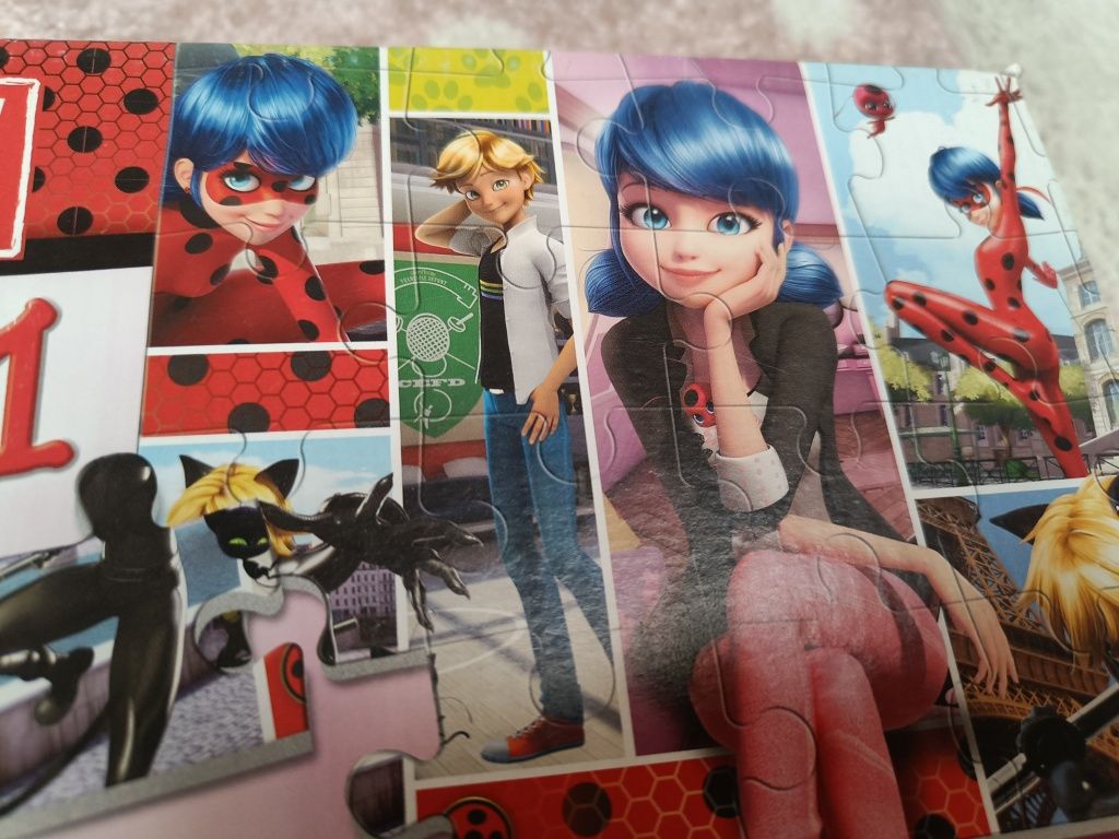 Miraculous biedronka i czarny kot zestaw 4w1 puzzle, domino, memory