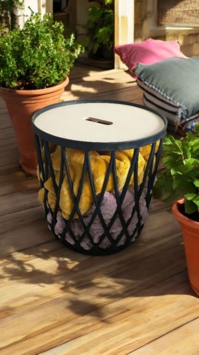 KOSZ STOLIK SIEDZISKO do przechowywania 3w1 na BALKON i do ogrodu