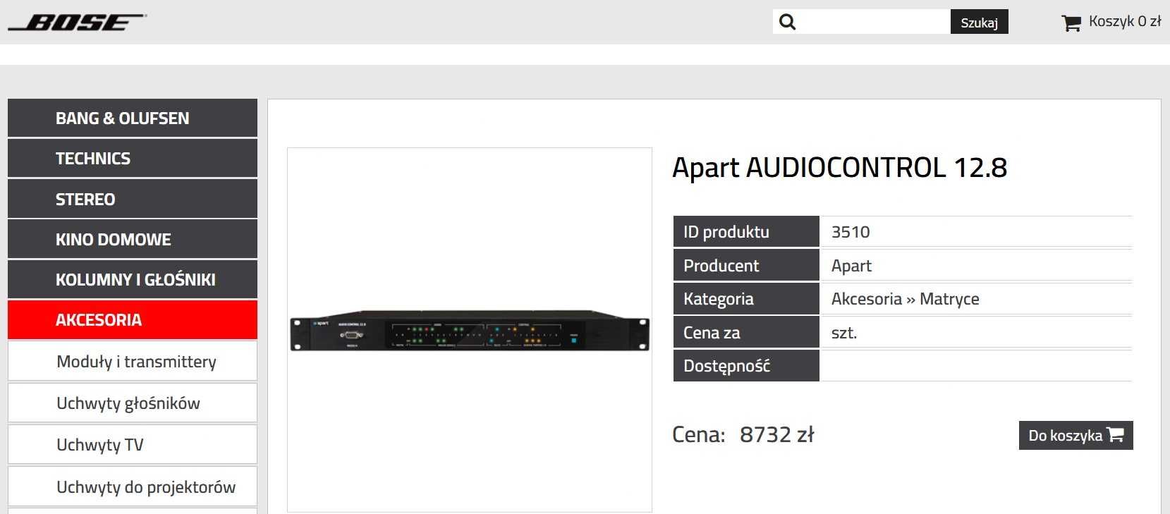 Matryca Apart AUDIOCONTROL 12.8 Zarządzanie źródłami dźwięku NOWA GW24