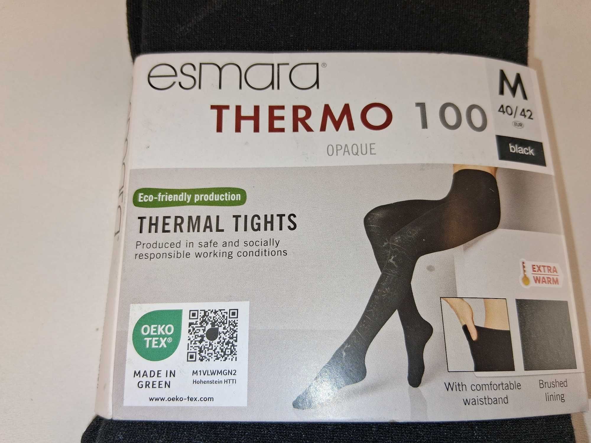 A065 Esmara Thermo 100 Rajstopy Termiczne Damskie Czarne M 40/42