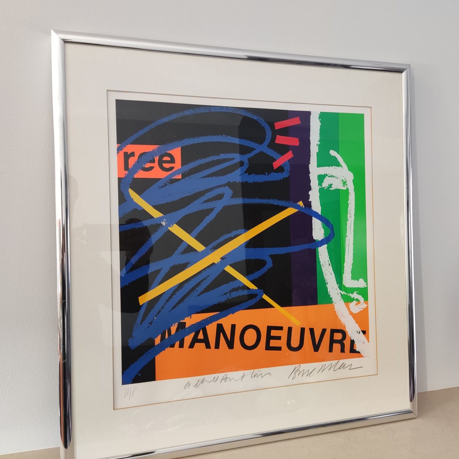 Bruce Mclean - Serigrafia "..." (Prova Autor) com moldura