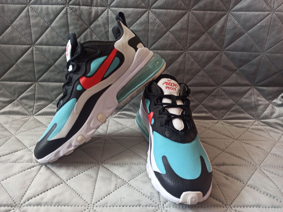 Nowe Nike Air Max 270 React Black / Chile Red / Bleached Aqua ROZ. 40