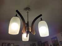 Stara lampa sufitowa PRL retro - trzy źródła światła