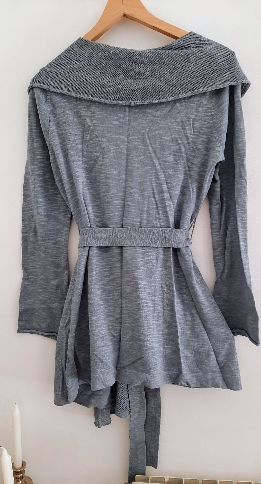 Cardigan 3/4, com cinto, tam. S, H&M
