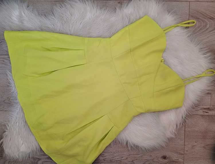 Żółta, neonowa, krótka / mini sukienka na ramiączkach, Boohoo, 38 (M)