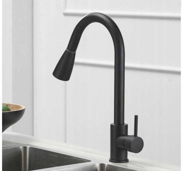 NOWA Bateria Kuchenna Czarna Z Wyciąganą Wylewką Kran Zlewozmywak