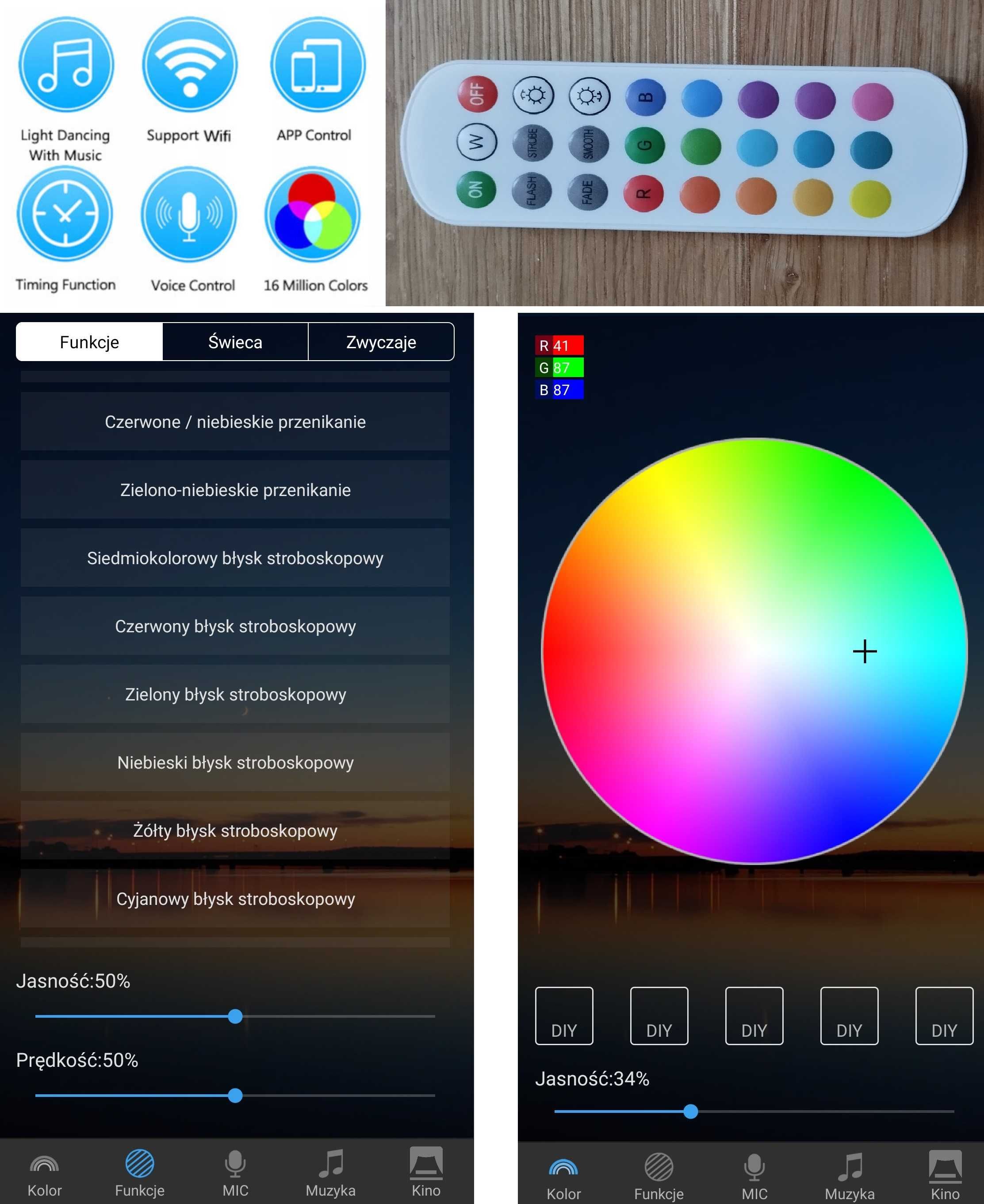 lampa stojąca do salonu, podłogowa, lity dąb, led rgb, wysyłka