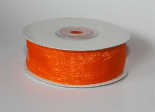 Pomarańczowa tasiemka, wstążka organza, szyfonowa 25mm 27MB na wesele