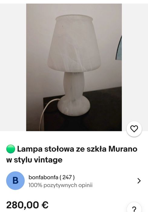 Lampka stołowa MURANO lata70/80 'cała ze szkła.