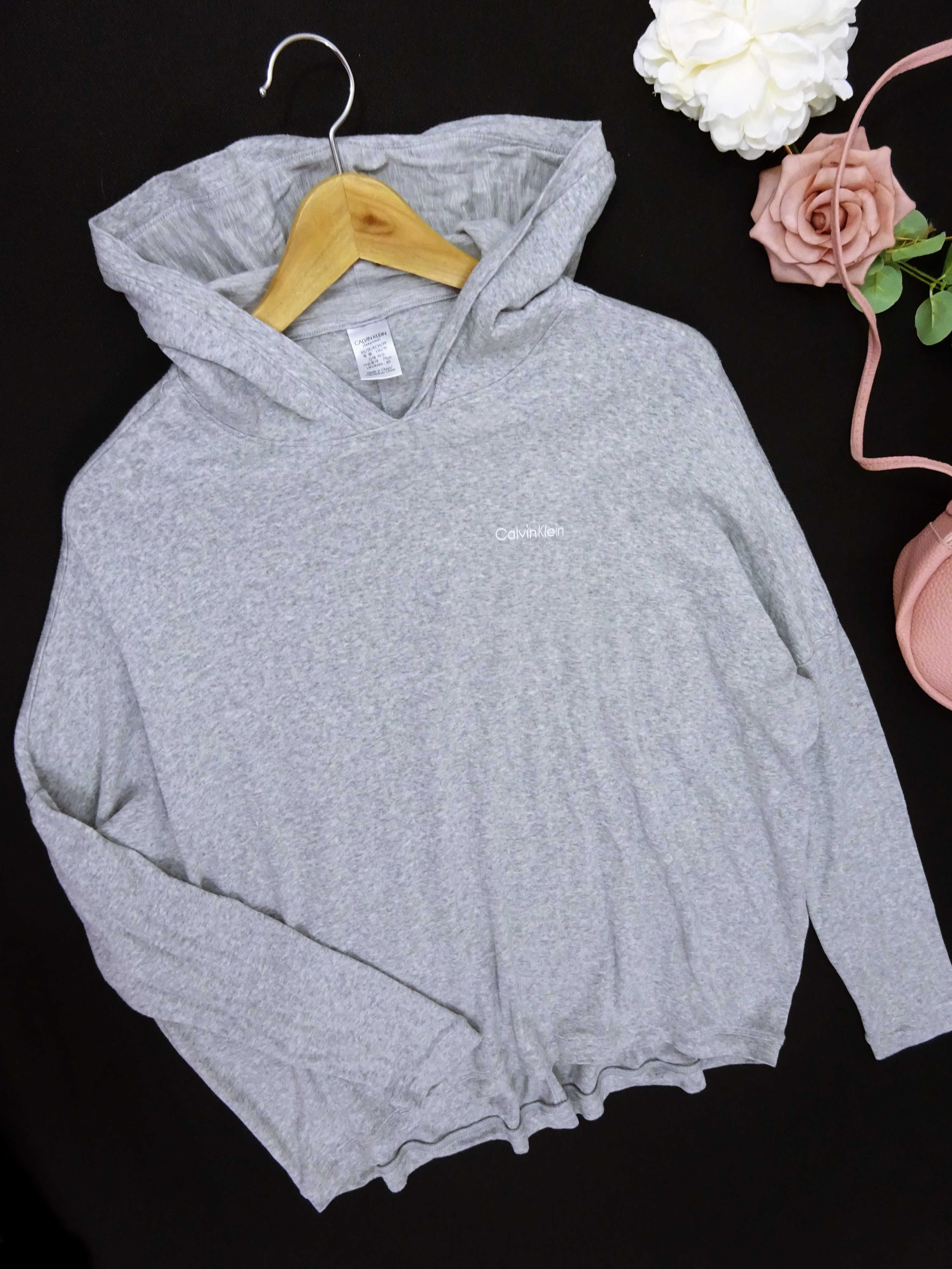 CC17 Dresowa bluza damska Calvin Klein kaptur oversize szara S 36 M 38