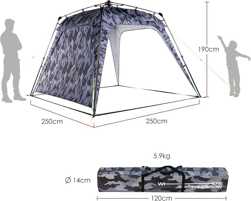 Палатка намет відкрита альтанка Lumaland 2,5 х 2,5 м водонепроникна