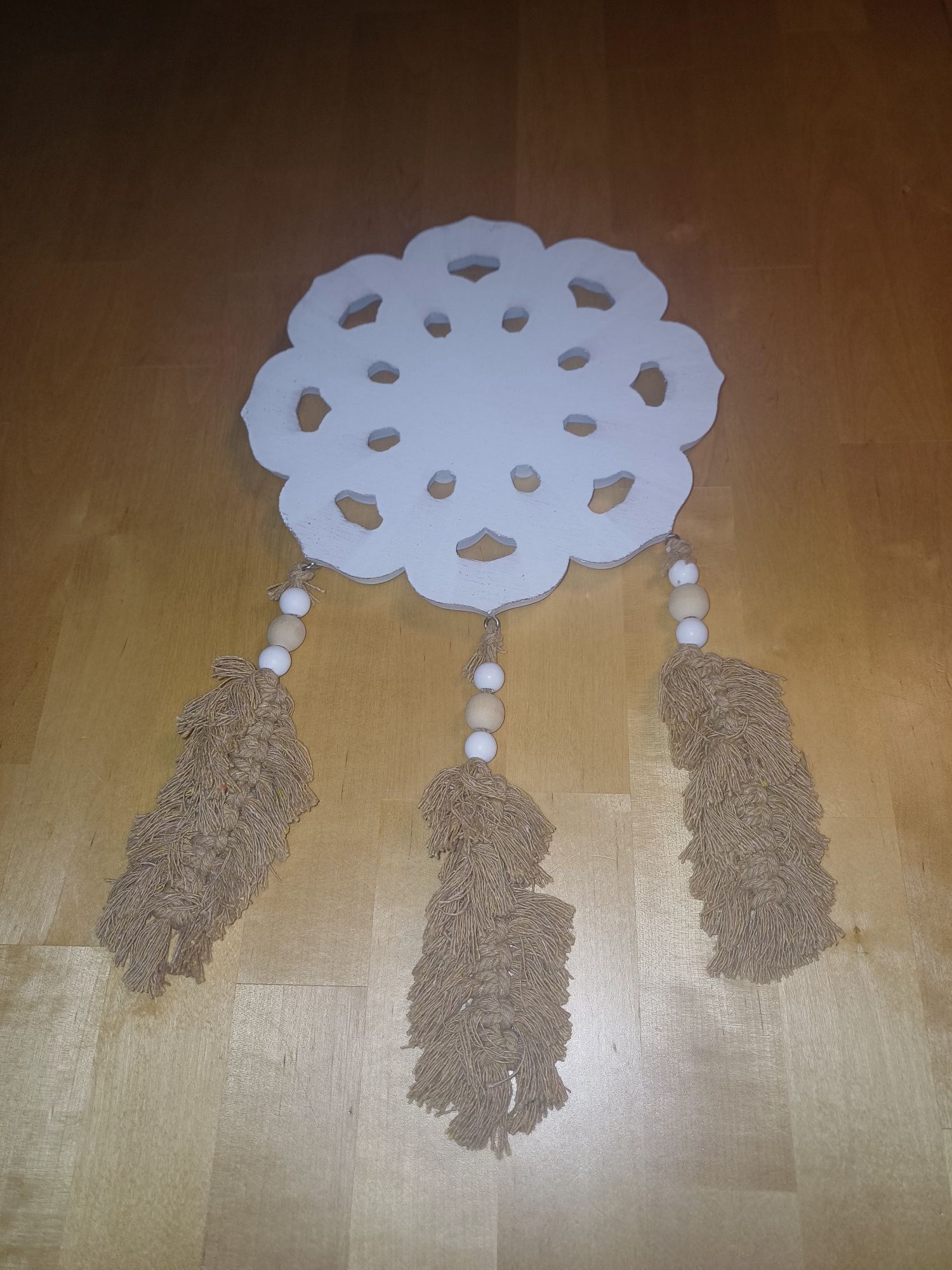 Drewniana mandala, rozeta, zawieszka. Nowa