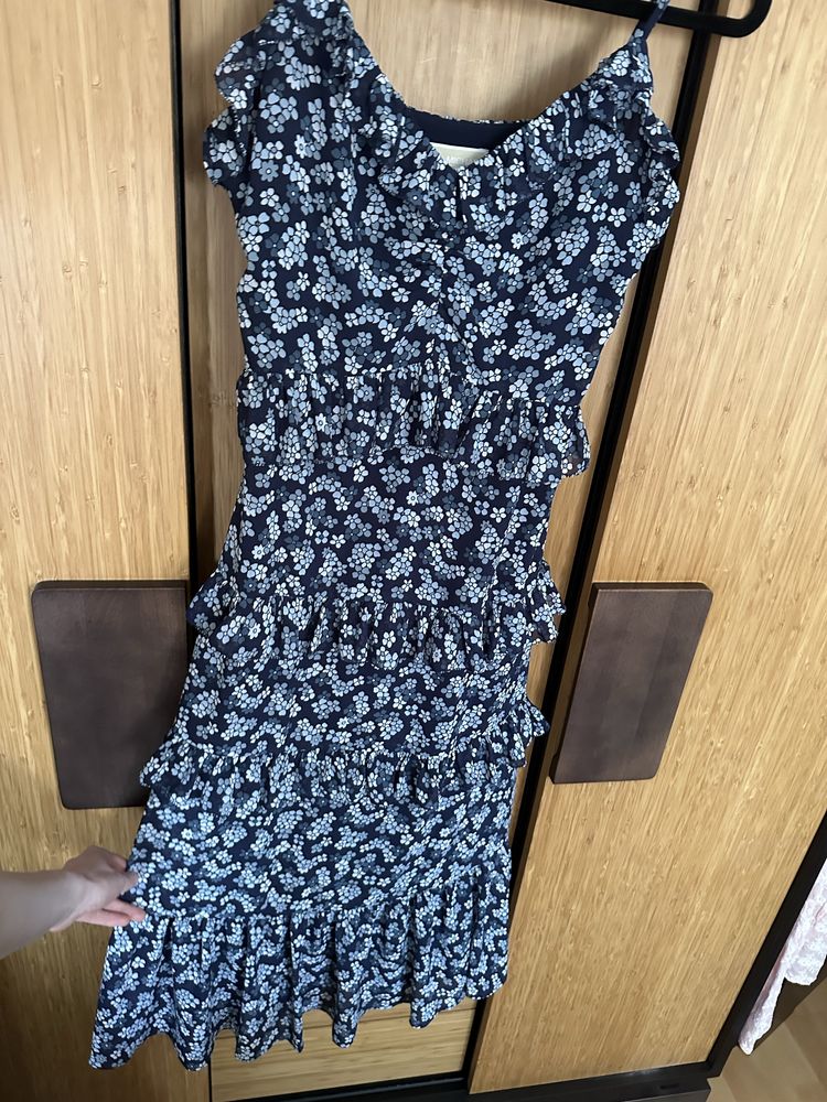 Michael Kors sukienka georgette w kwiaty falbanki r XS