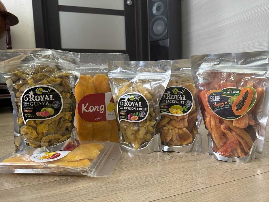 Сушене натуральний Джек фрут, Маракуйя, Папайя, Гуава, Манго. Тайланд