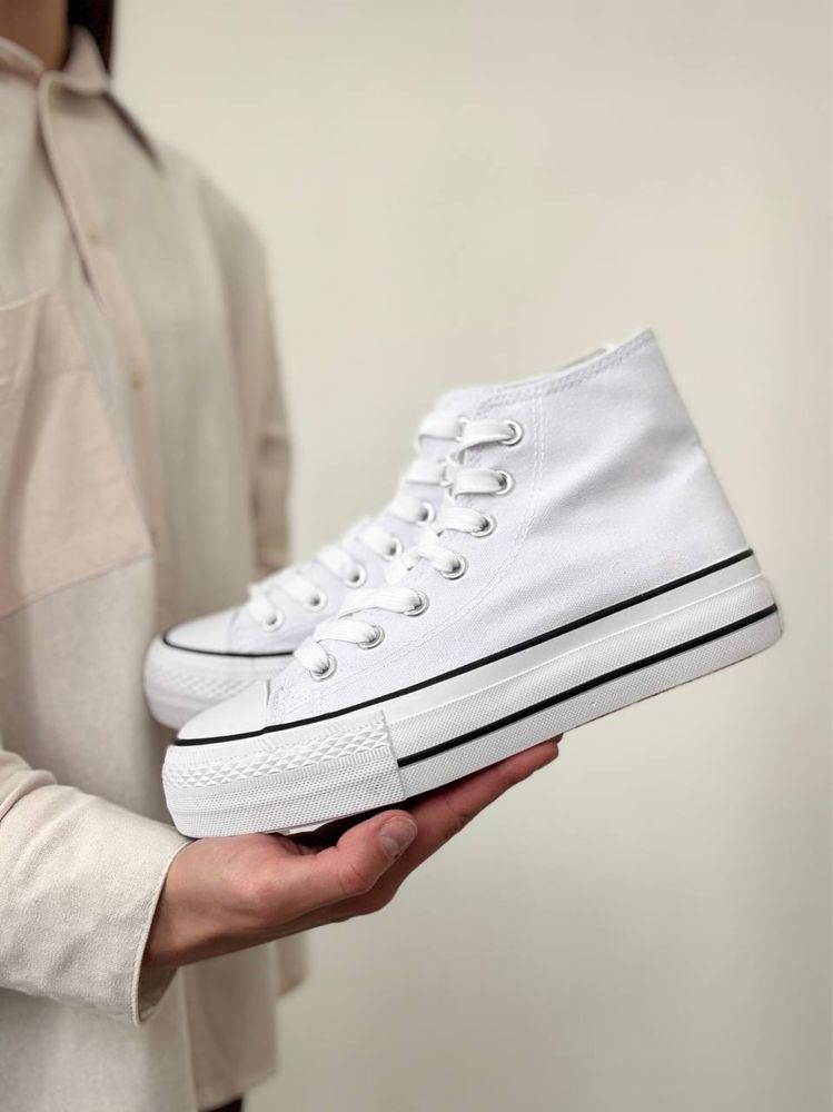 Високі Converse All Star platform кеди конверси білі високі Жіночі