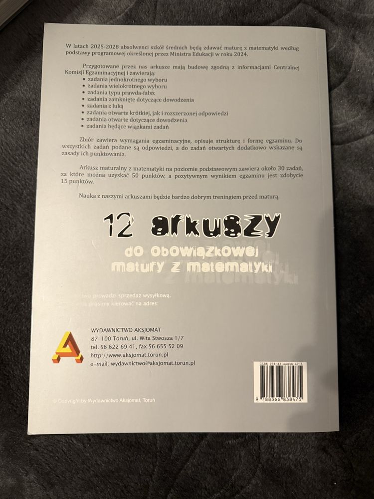 Arkusze maturalne matematyka podstawowa wydawnictwo aksjomat 2025/2028