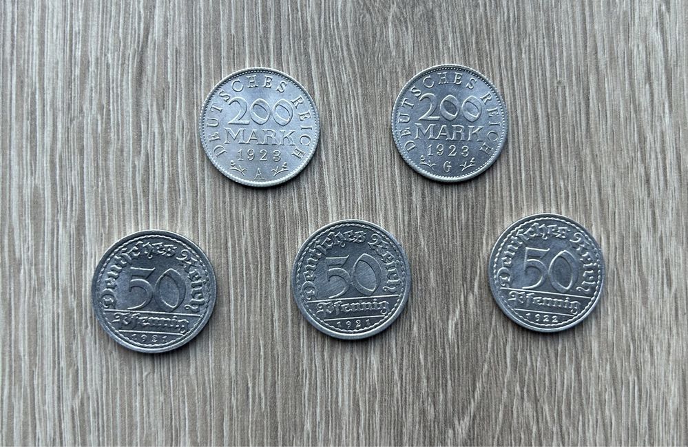 Republika Weimerska zestaw 5 monet Marki, Pfennigi