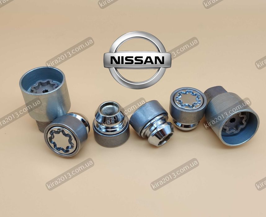 Гайки секретки Ниссан Кашкай М12х1,25х25мм 2 ключа Секретки Nissan OEM