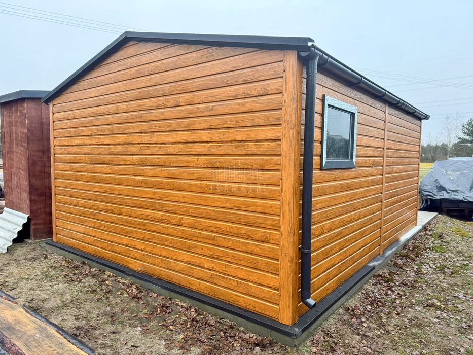 Garaż blaszany 4,5x6m Brama dwuskrzydłowa drzwi rynny dwuspadowy TS976