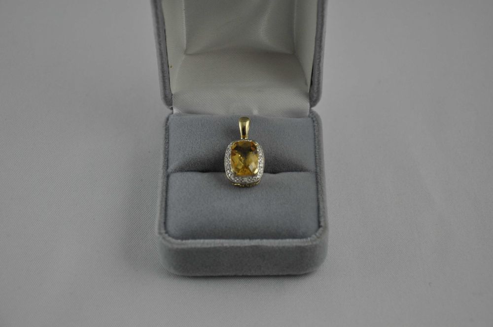 Apart złota zawieszka 14K/585 z diamentami i cytrynem