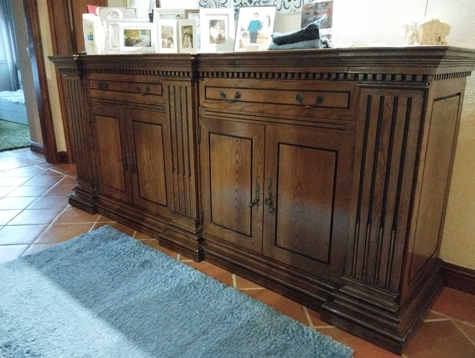 Conjunto de mobília em carvalho maciço, oak furniture set
