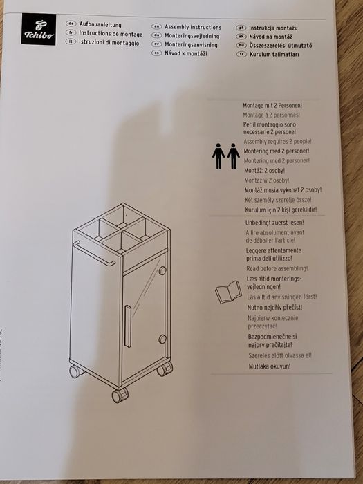 Tchibo szafka na kółkach drzwi beton imitacja  szkło