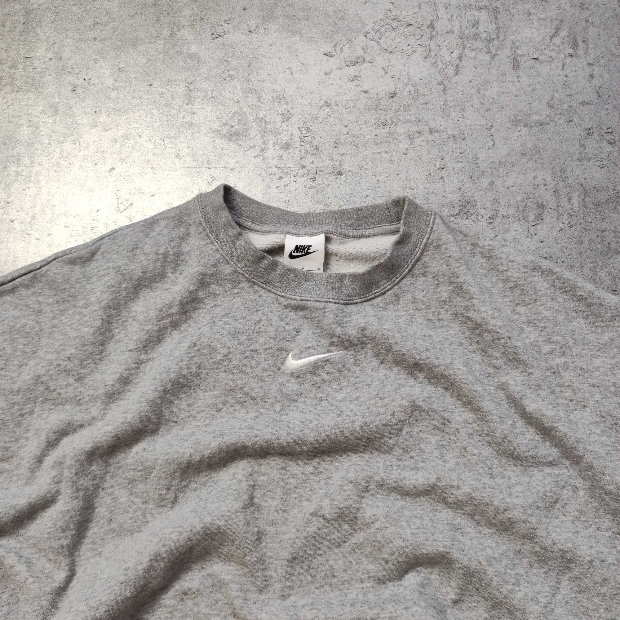 DAMSKA Bluza Krótka CropTop Szeroka Nike Bawełna szara Center Logo