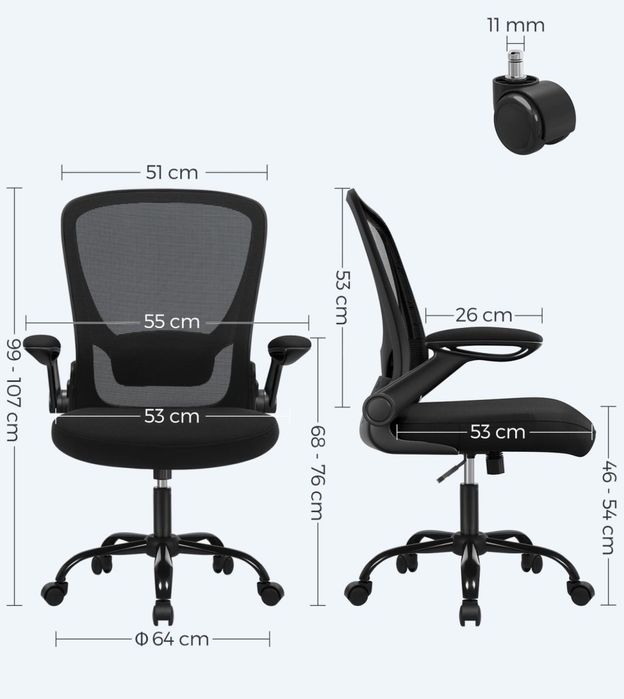 Fotel biurowy krzesło obrotowe , składane podłokietniki