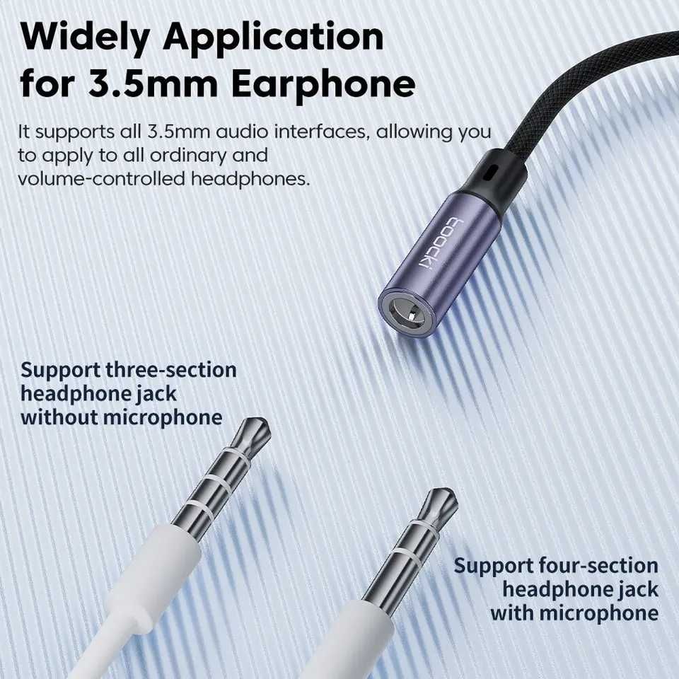 Adapter Audio Toocki USB-C - Mini Jack 3.5mm Przejściówka do Słuchawek