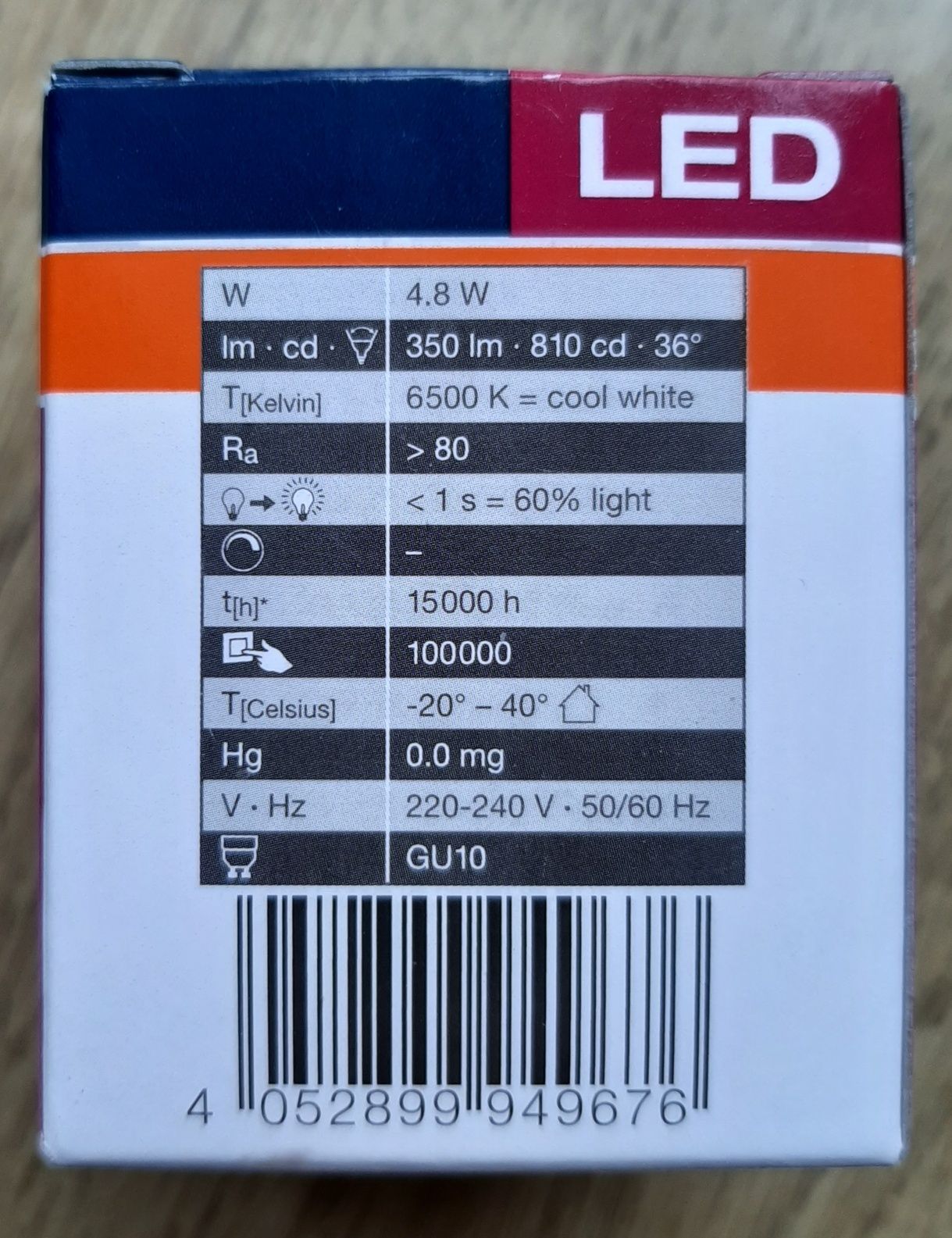 Żarówki Osram LED GU10 6500k 4,8W