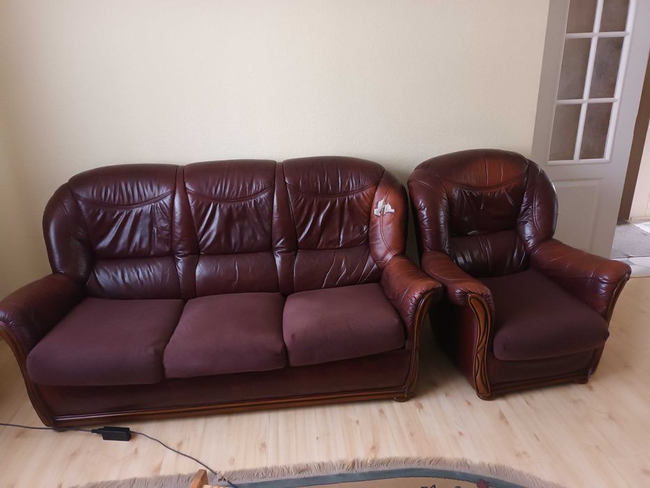 Skórzana kanapa i 2 fotele sprzedam