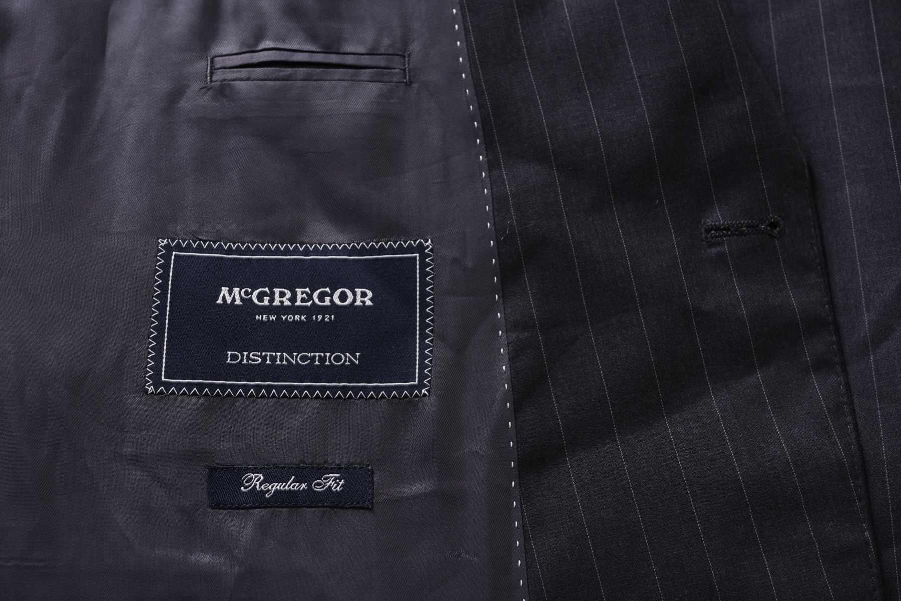 McGREGOR grafitowa marynarka męska w prążek regular fit 50% wełna r 54