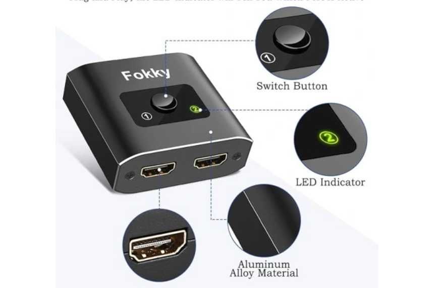 Rozdzielacz HDMI Fokky 4K/60Hz dwukierunkowy przełącznik HDMI
