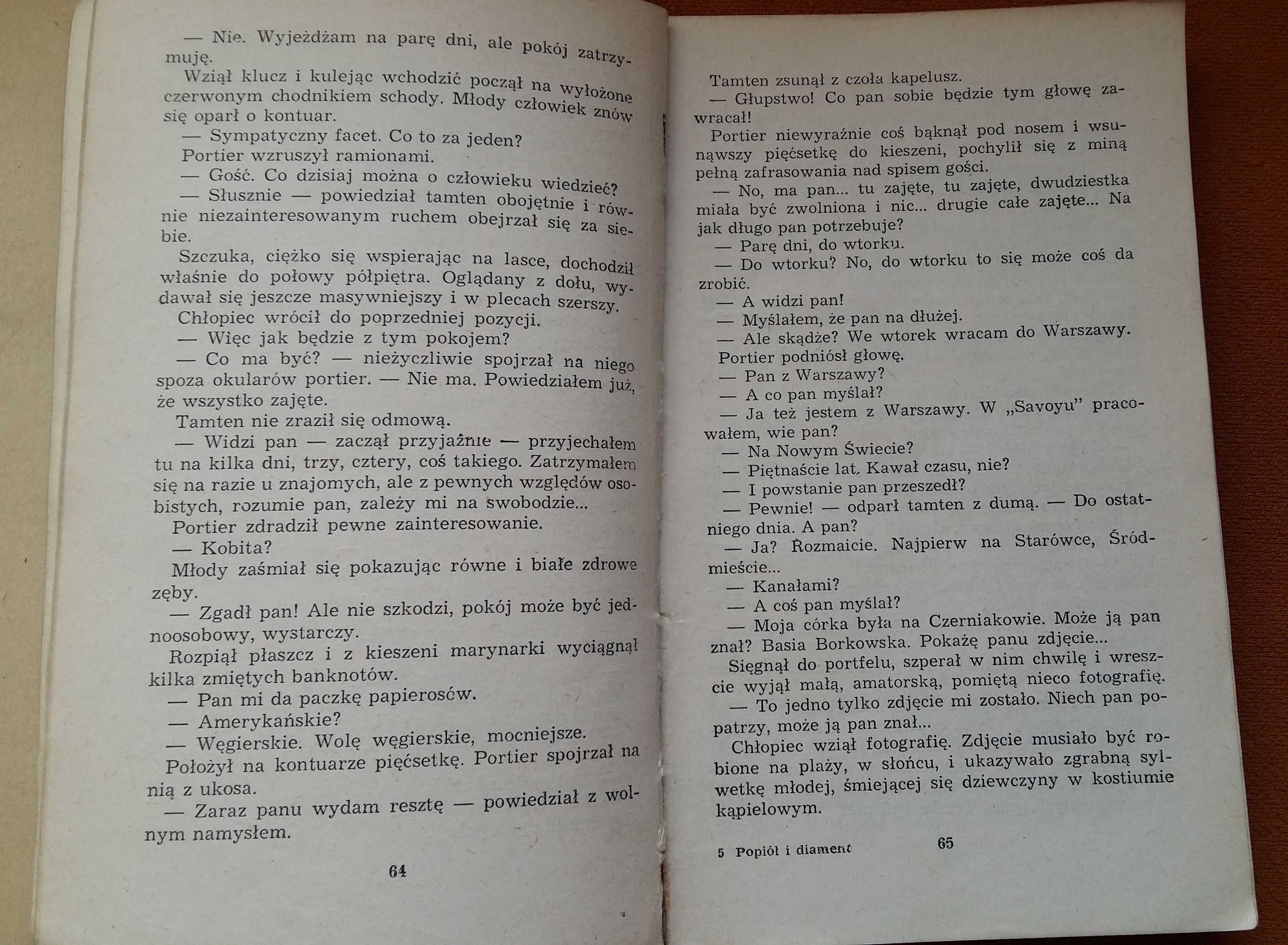 Książka Popiół i diament -Andrzejewski.Wydanie PIW 1970r.