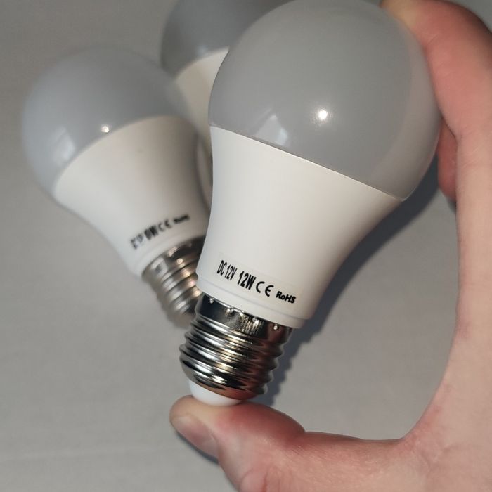 Лампи 12V E27 DC — 9W і 12W + кабель для підключення до павербанку