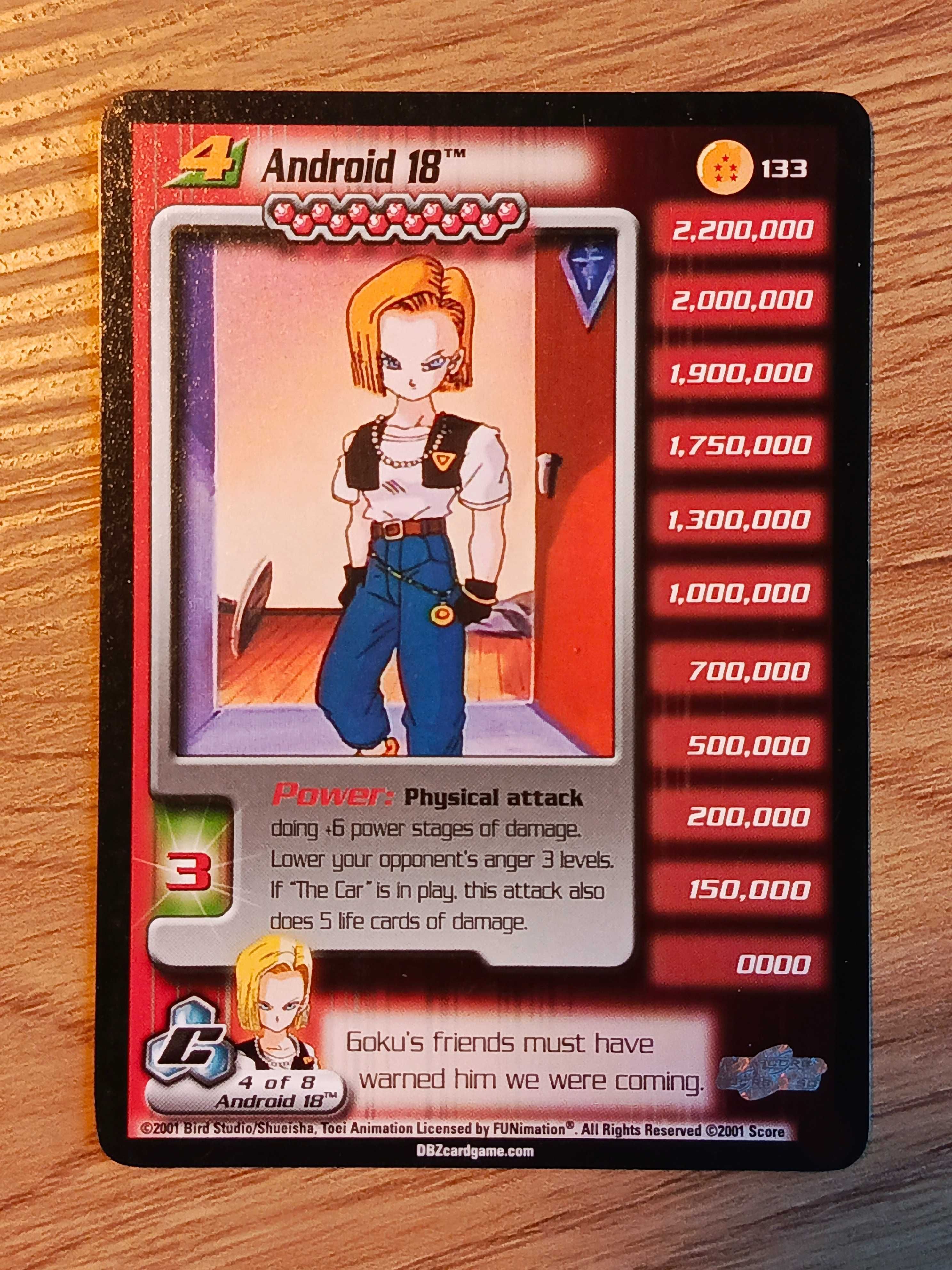 Karta Dragon Ball Z od SCORE 133 - Android 18 Unlimited Rare