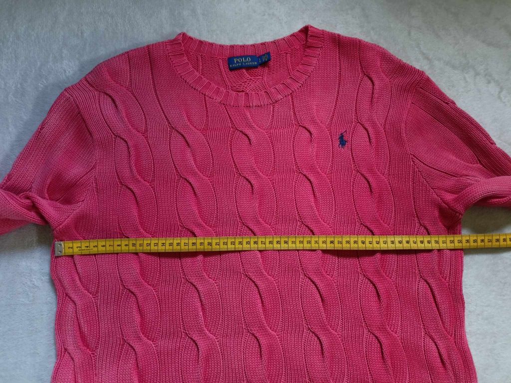 Sweter Ralph Lauren/warkocz z efektem sprania
