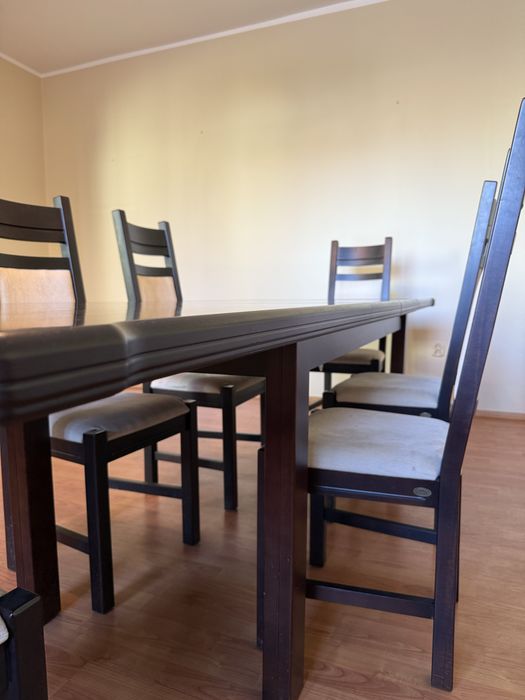 Stół + 6 krzeseł Mebin Topaz, rozkładany, stan bardzo dobry