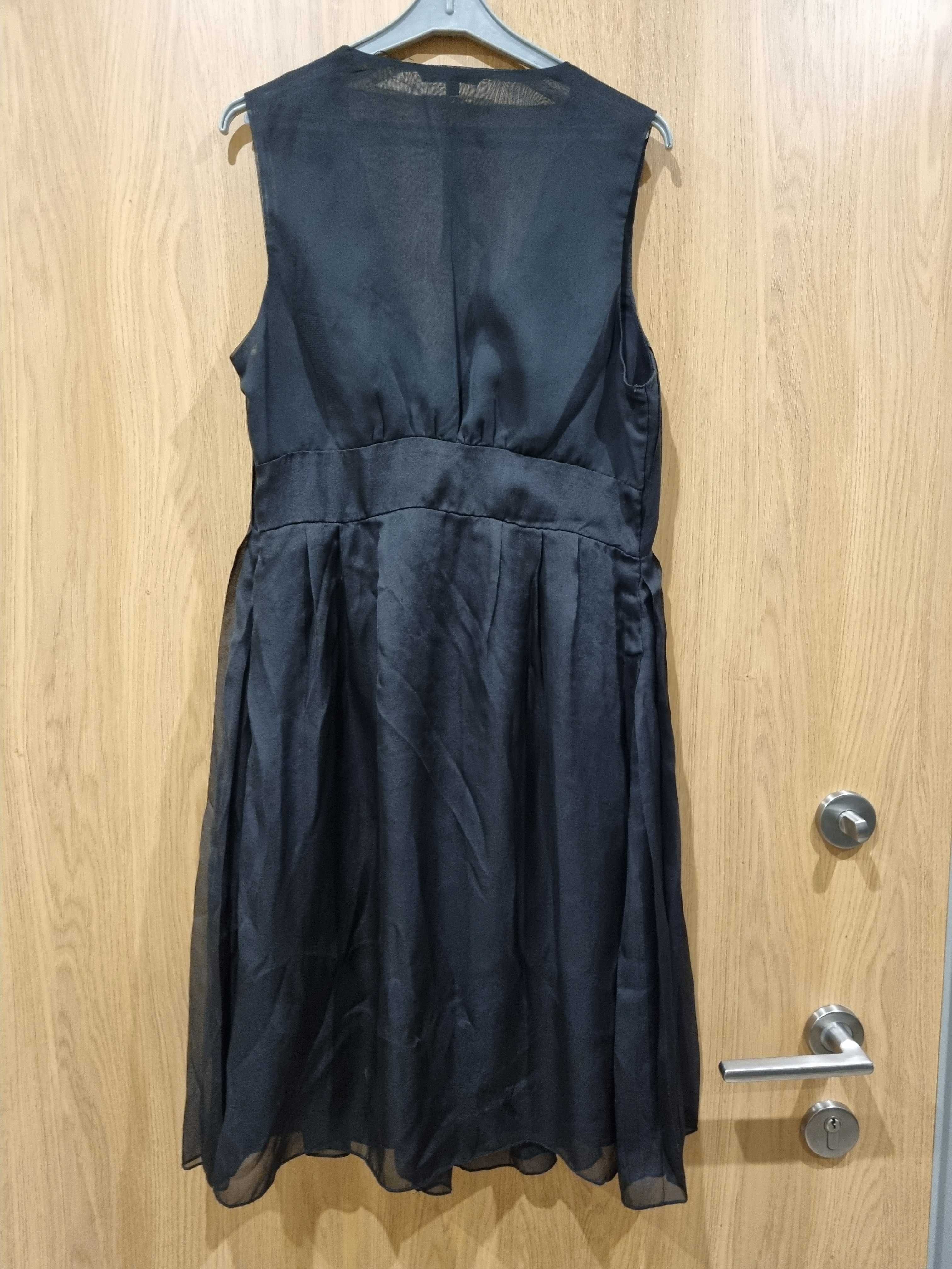 Elegancka letnia plisowana sukienka czarna L