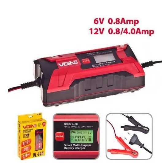 Зарядное устройство VOIN VL-144 6&12V/0.8-4.0A/3-120AHR/LCD/Импульсное