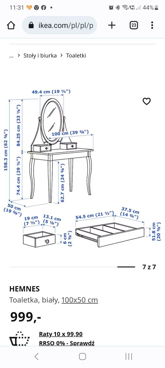 Toaletka Ikea Hemnes