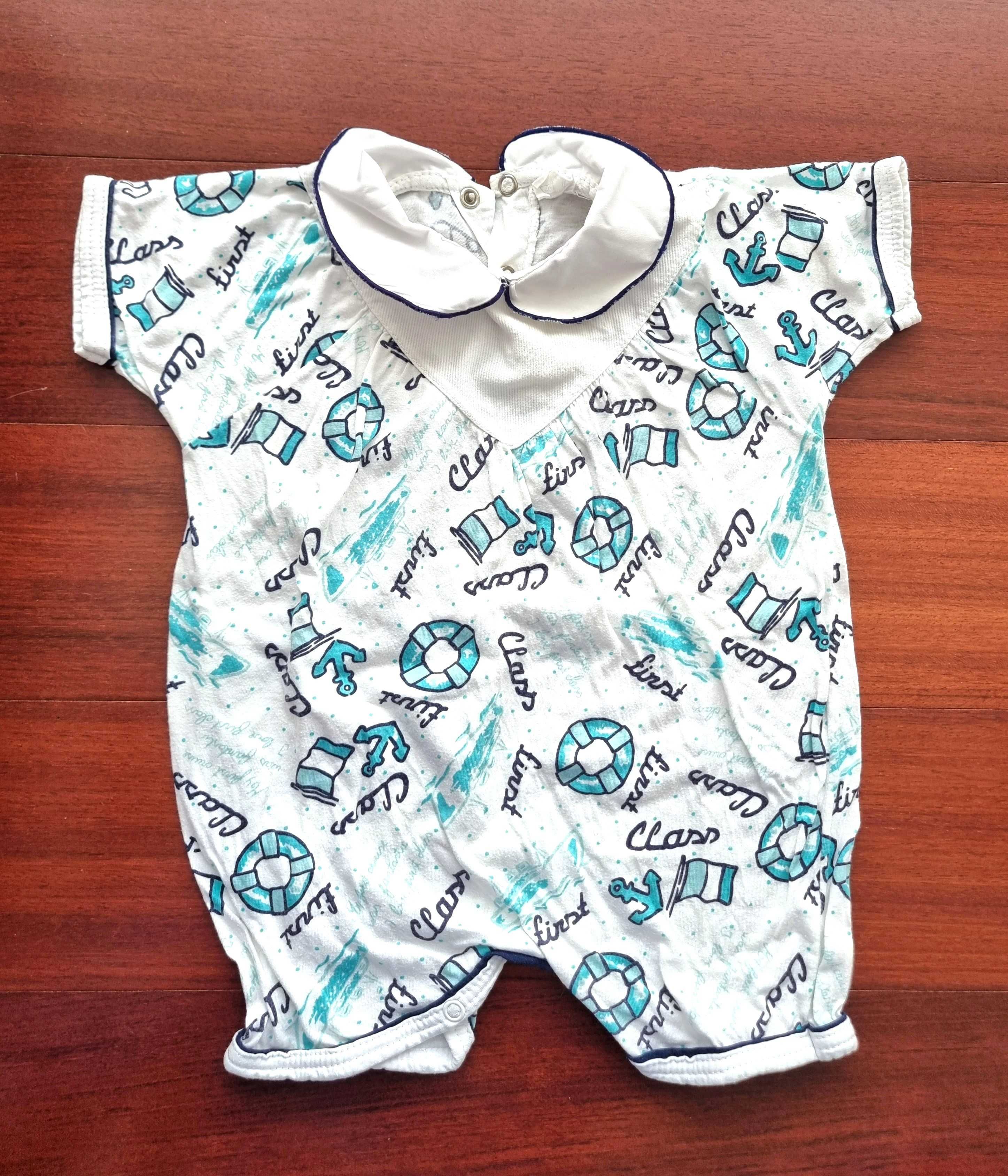 Romper branco com motivos náuticos 100% algodão, 3 meses