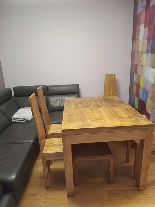 Stół lite drewno, bukowy + 4 krzesła