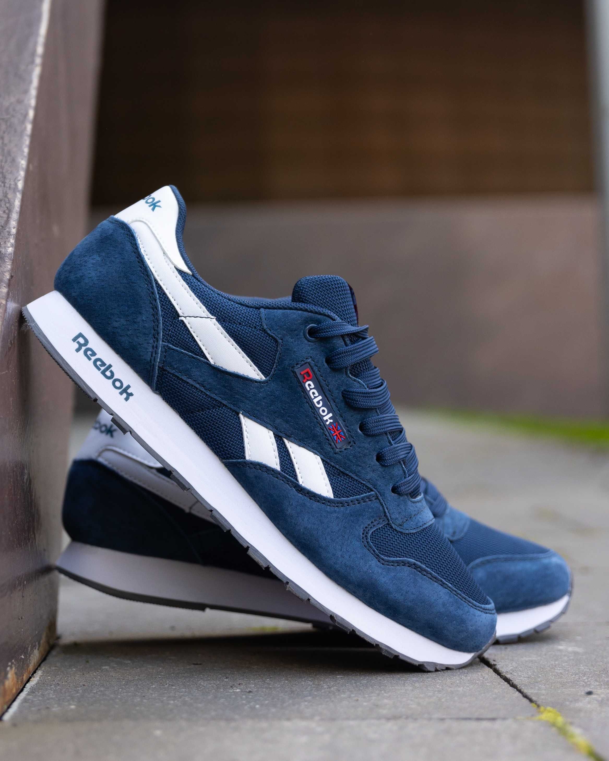 Кроссовки мужские Reebok Classic Leather Blue White Рибок Классик