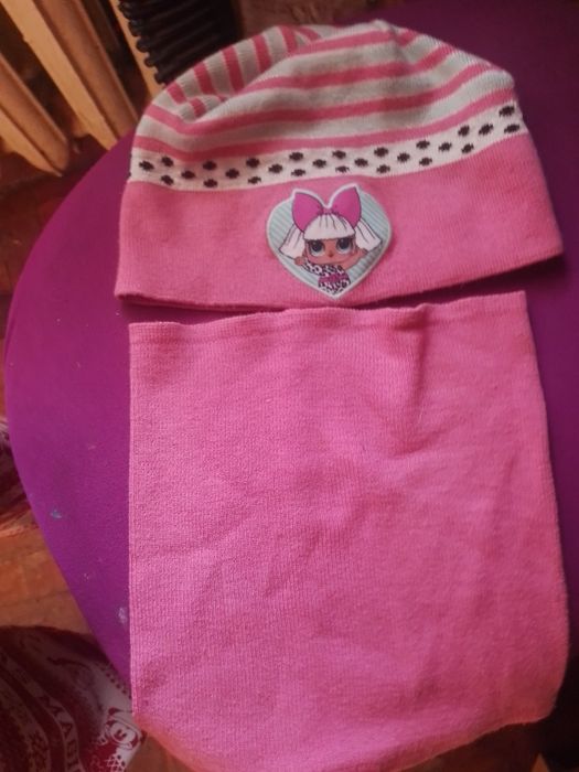 Шапка та баф розого колиру