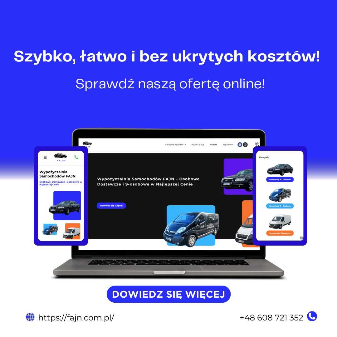 Wynajem Samochodów Dostawczych, Kaucja TYLKO 100! – FAJN Wypożyczalnia