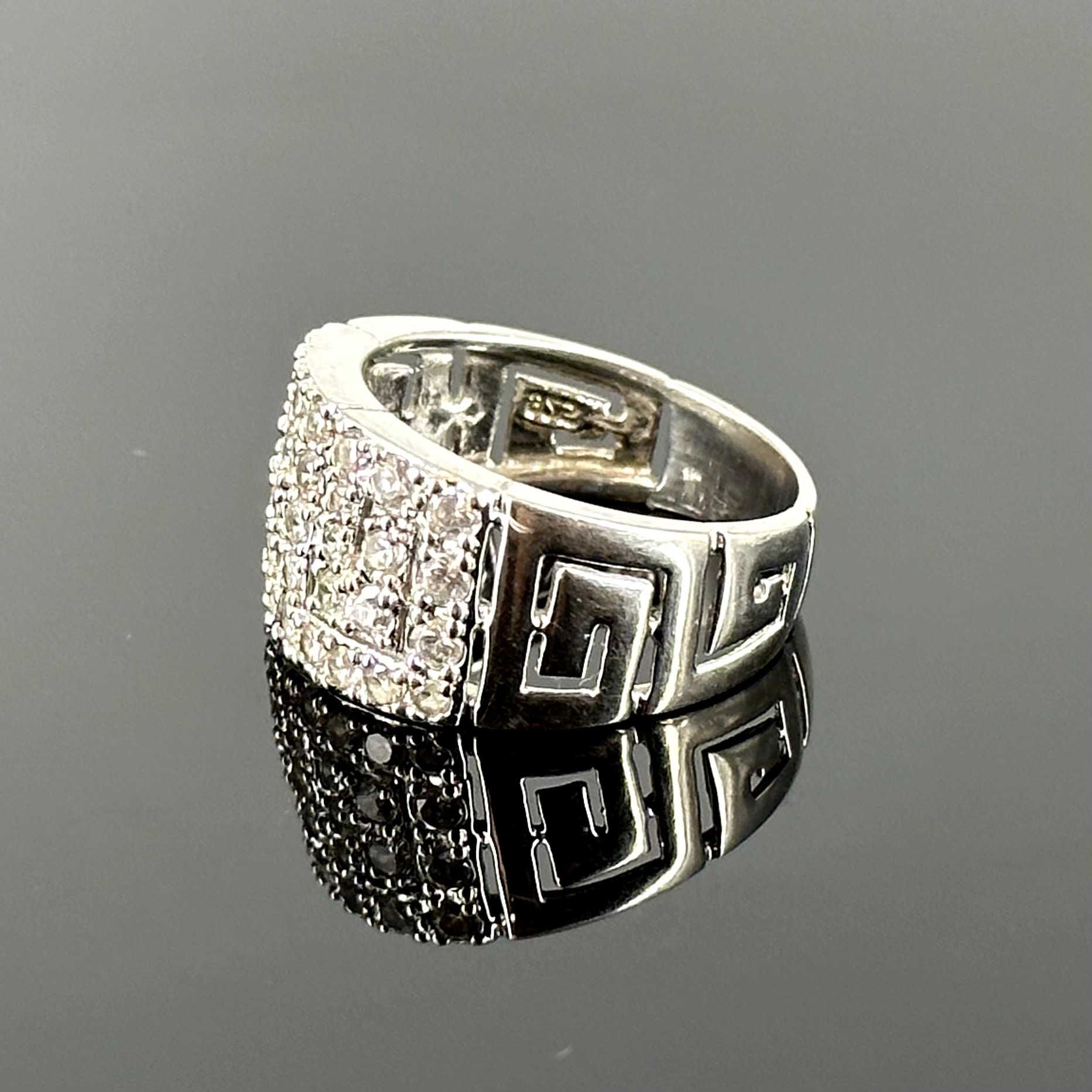 Srebro - Srebrny pierścień wzór Versace z Cyrkoniami - próba 925
